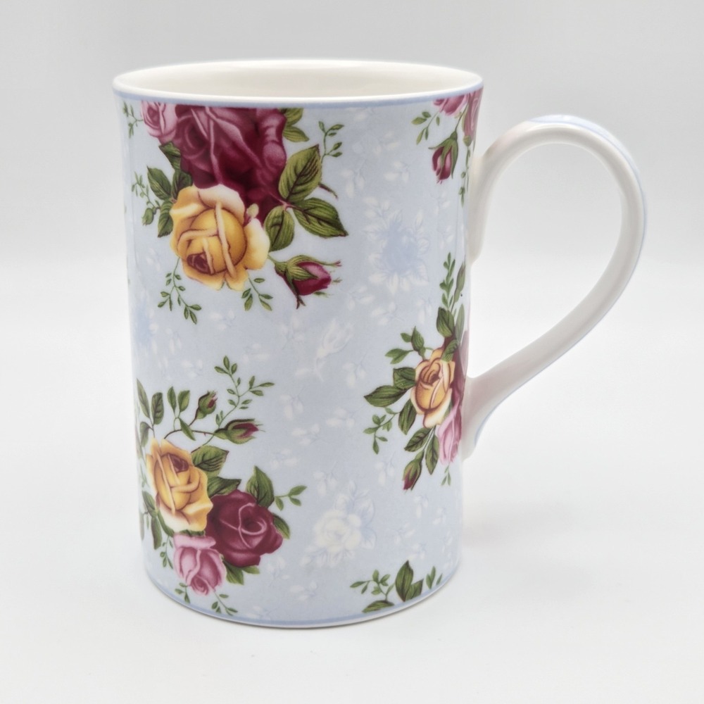 Royal Albert Old Country Roses Floral Blue Damask Bone China Tea Mug